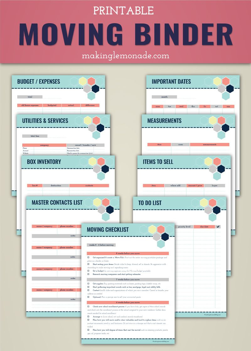 Woah, This Free Printable Moving Kit Is Chock Full Of Printables And - Free Printable Moving Checklist And Planner