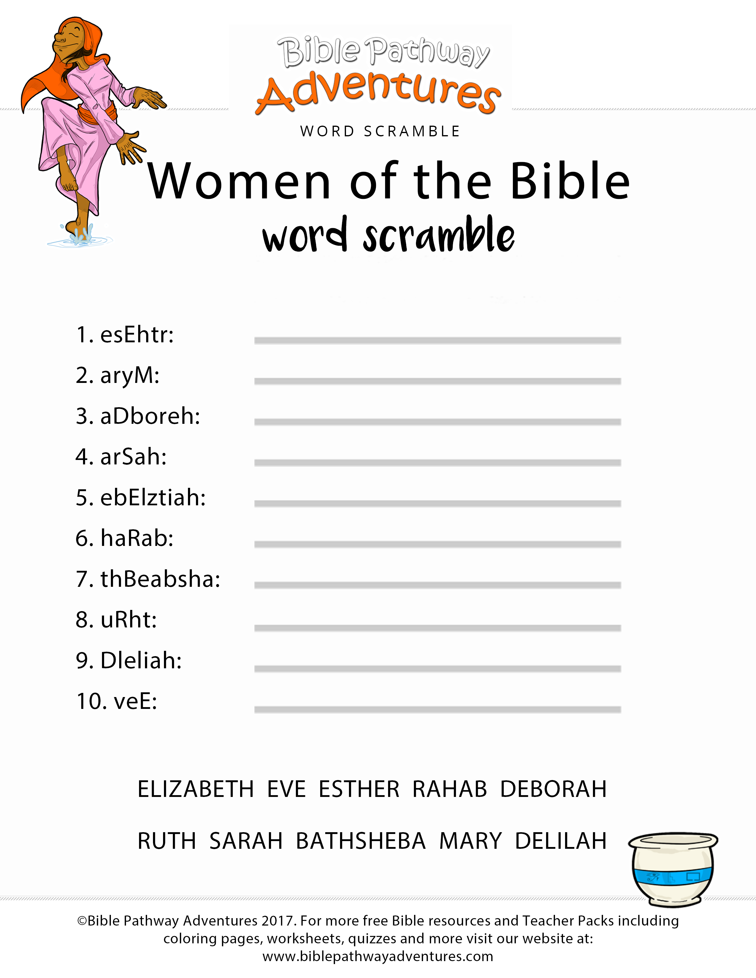 Women Of The Bible Word Scramble | Bible Printables! | Pinterest - Free Printable Bible Games For Youth