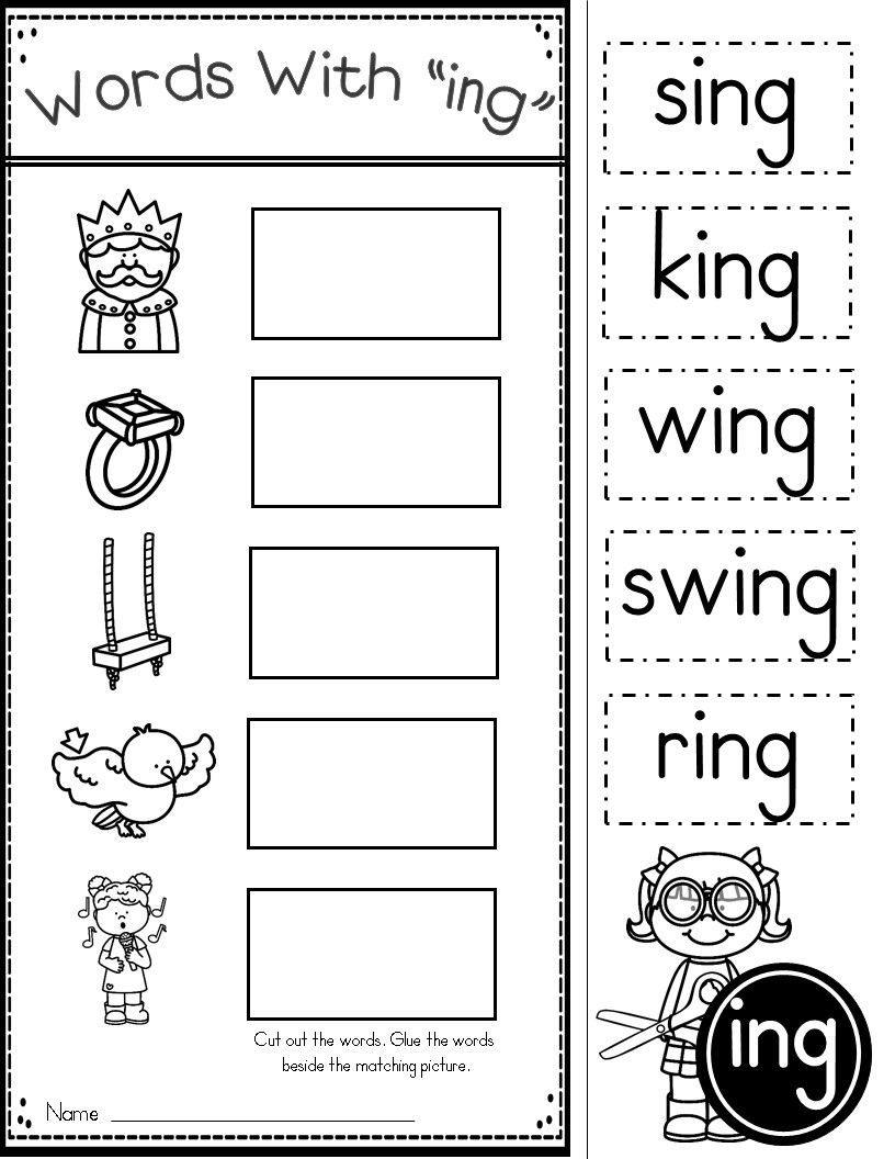 Word Family Ing Phonics Practice Printables Kindergarten Tales Pre - Free Printable Rhyming Activities For Kindergarten
