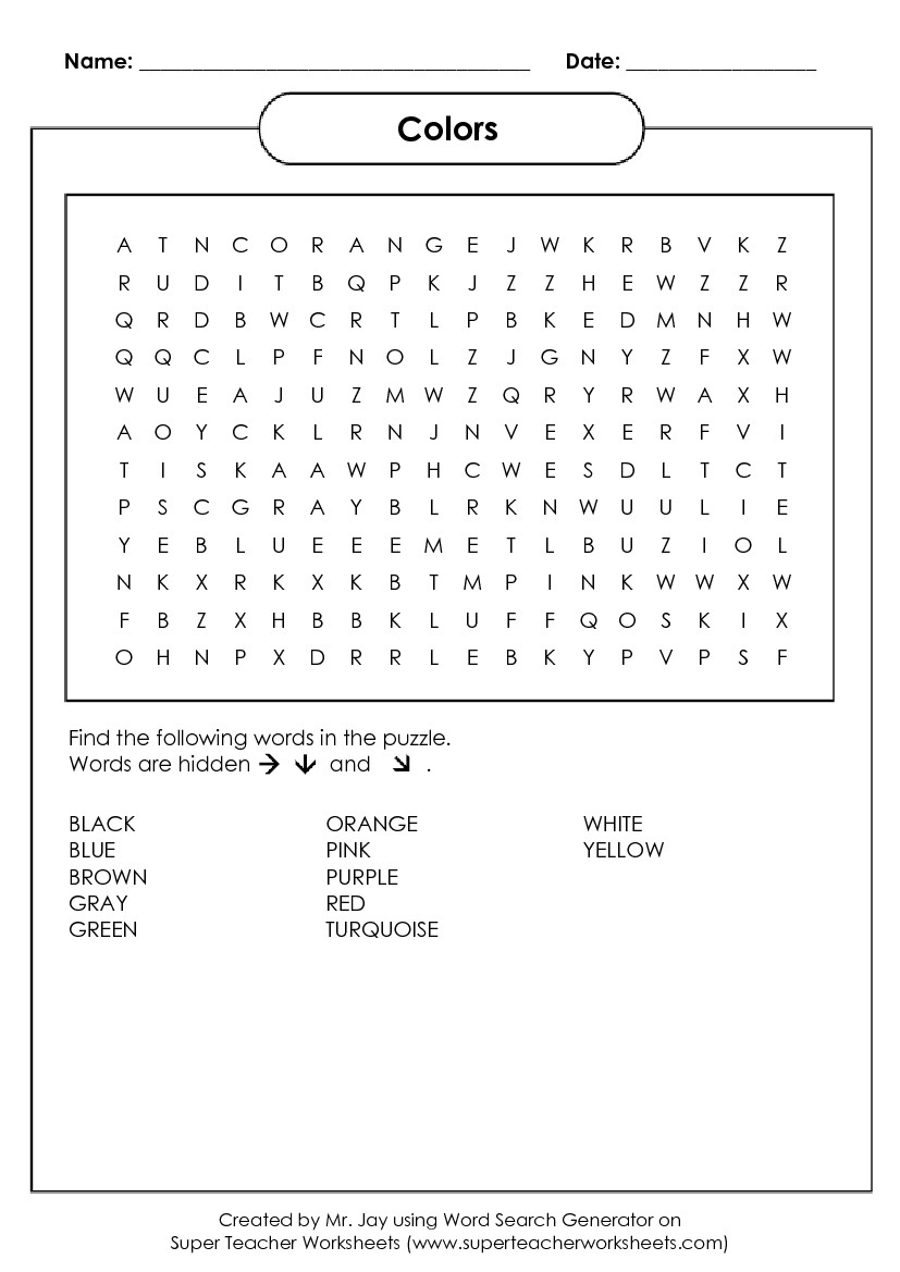 Word Search Puzzle Generator - Make Your Own Puzzle Free Printable