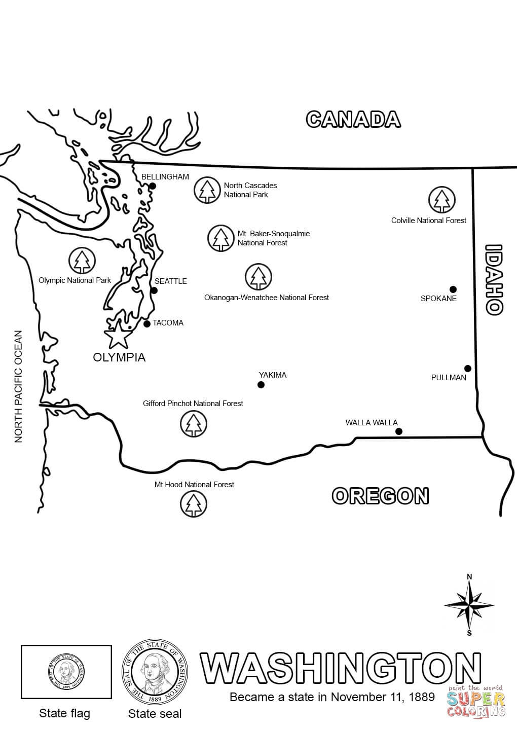 Worksheet : Washington Map Coloring Page George For Kids State Free - Free Printable George Washington Worksheets